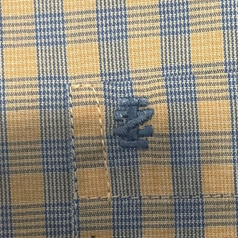 IZOD Men's Blue/orange Checkered Shirt. Size large. - Picture 4 of 6